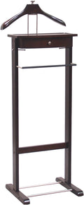 Proman Products Kingston III Valet Stand with Drawer, Contour Hanger, Trouser Bar, Tie & Belt Hooks and Shoe Rack - VL36260