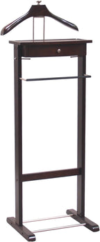 Proman Products Kingston III Valet Stand with Drawer, Contour Hanger, Trouser Bar, Tie & Belt Hooks and Shoe Rack - VL36260