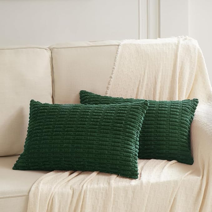 Fancy Homi 4 Packs Decorative Throw Pillow Covers for Living Room Couch Bed, Modern Farmhouse Boho Home Décor Accent Cushion Case, 24" x 16", Dark Green