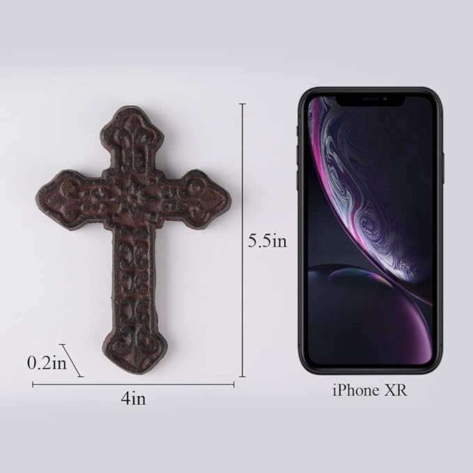 BRASSTAR Cast Iron Wall Cross Decoration Rustic Antique Metal Cross Farmhouse Home Wall Hanging Decorations TQZDPT21