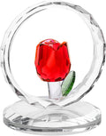 LONGWIN Crystal Red Rose Flower Figurine Collectible Glass Spring Bouquet Decorative Ornaments for Home Office,Romantic Valentine’s Day, Anniversary & Wedding Gifts for Women