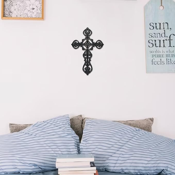 DreamsEden Metal Cross Wall Decor, Small Hanging Art Home Room Decoration, 8.5’’H
