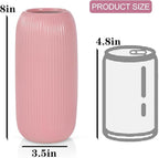 Ceramic Vase for Flowers – Modern Small Ribbed Textured Flower Vase for Home Decor, Pampas Grass, Decorative, Farmhouse, Coffee Table, Kitchen Centerpieces, Bookshelf and Home Living (Pink)