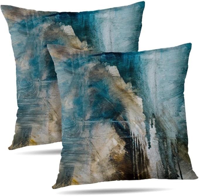Brown Gray Abstract Art Artwork Pillow Cover, Gallery Modern Decorative Throw Pillows Cushion Cover for Bedroom Sofa Living Room 18 x 18 Inch Set of 2