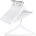 TOPIA HANGER Wooden Coat Hangers 20 Pack, White Wood Suit Hangers with Non Slip Pants Bar, 360° Swivel Hook and Shoulder Notches for Camisole, Jacket, Pants, Smooth Finish Clothes Hangers - CT34W20