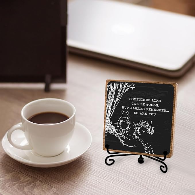 Winnie Inspirational Desk Sign Pooh, Cute Inspirational Gifts for Women Men, Friends Family Apart Gifts, Sympathy Keepsake, Motivational Table Desk Cubicles Accessories Decorations