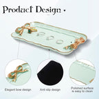 Vintage Decorative Tray Jewelry Tray Towel Tray Storage Tray Rings Necklace Bracelets Earrings Trays Cosmetics Jewelry Organizer Retro Design Bow Decor Resin Plate Coquette Room Decor (Green)