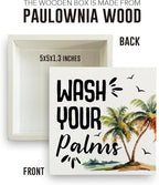 Tropical Bathroom Decor Tropical Decor Wash Your Palms Summer Decorations Wooden Box Sign for Home Office Farmhouse Table Shelf
