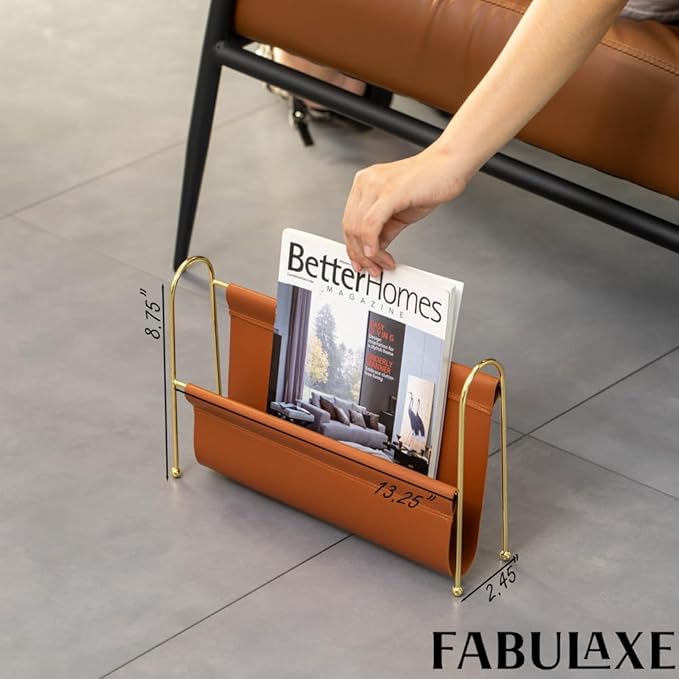 Fabulaxe 9-Inch Magazine Rack, Floor Standing Book Basket, Newspaper Holder and File Holders - Nursery Decor, Desk Accessory, Living Room and Guest Room Essentials, Home Office, and Waiting Areas
