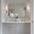 ANDY STAR Brushed Nickel Mirror 30x40 Inch, Rectangle Bathroom Mirror for Wall, Large Scalloped Wall Mirror in Anti-Rust Stainless Steel Metal 1’’ Frame, Wall Mounts Horizontally or Vertically
