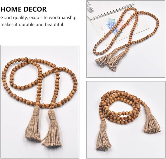Hanging Decor Beads Decorative Tassels 1pc Wooden String for Home Decor