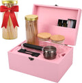 Large Bamboo Storage Box with Removable Tray Kit - Decorative Box Set, Glass Jars, and Accessories Wooden Storage Kit and Accessories Tool.Birthday Gifts