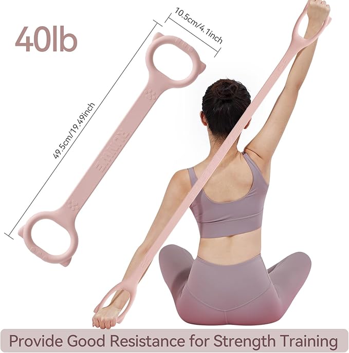 Figure 8 Workout Resistance Band - 3 Elasticities Optional 20 30 40lb, Thicker Durable Arm Back Shoulder Exercise Elastic Rope Yoga Straps Pilates Flexbands, Physical Therapy Stretch Bands