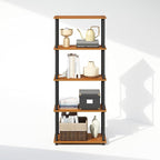 Furinno Turn-N-Tube Book Shelf, 5-Tier Bookshelf, Bookcase with Multipurpose Compact Display Rack, 11.6 x 23.6 x 57.4, for Living Room, Bedroom, Home Office, Light Cherry/Black