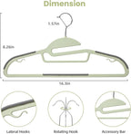 Heavy Duty Plastic Hangers 50 Pack with Non-Slip Design,0.2 Inches Thick,360°Swivel Hook Space Saving Organizer for Bedroom Closet,Shirts,Pants,Strong Enough for Coat(Matcha Green- S Shaped)