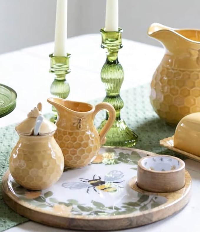 Boston International Embossed Ceramic Pitcher, 5 Cup Capacity, Honeycomb