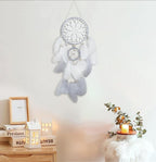 Dream Catchers Boho Wall Decor Moon and Sun Feather Handmade Traditional Dream Catcher Wall Hanging Decor for Kids Bedroom Adult Living Room Home Bohemian Decorations (Grey Set)