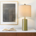 G-SAFAVA 20.25" Small Single Table Lamp for Bedroom Modern Ceramic Nightstand Lamp Farmhouse Bedside Lamp Boho Living Room End Side Table Lamp, Green