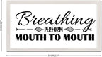 Country Style 12x22in Wooden Wall Plaque with Inspirational Quotes Breathing Perform Mouth to Mouth Family Lettering White Frame Wooden Plaque for Bathroom Farmhouse Porch Cottage Wall Decor