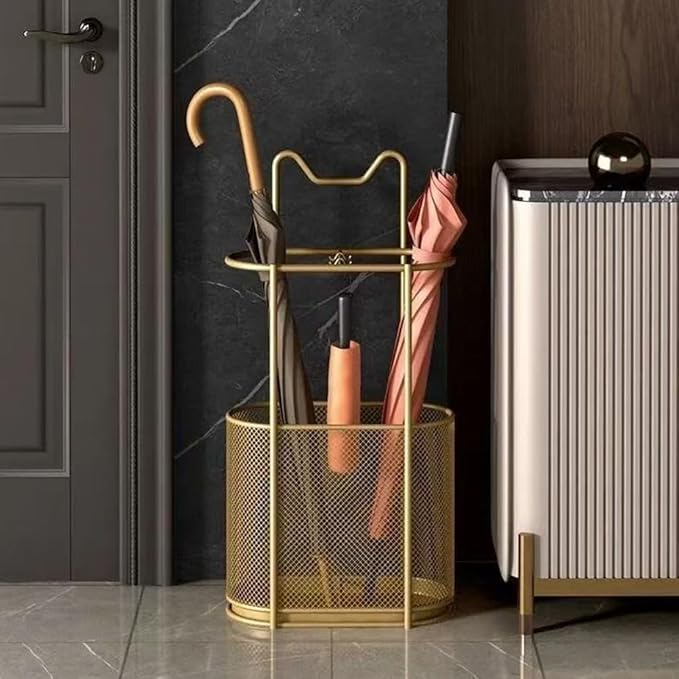 Metal Umbrella Holder Stand,Metal Umbrella Stand for Entryway, Stand Cane Holder with Drip Tray, Umbrella Rack Storage Bin Freestanding,Black