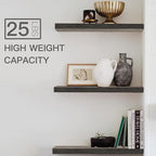 QEEIG Floating Shelves for Wall 23.6" Long - Wall Mounted Shelf Bathroom Kitchen Living Room Bedroom Farmhouse Home Decor Display Bookshelf Large 23.6 x 9.3 inch Set of 2, Grey (008-60GY)