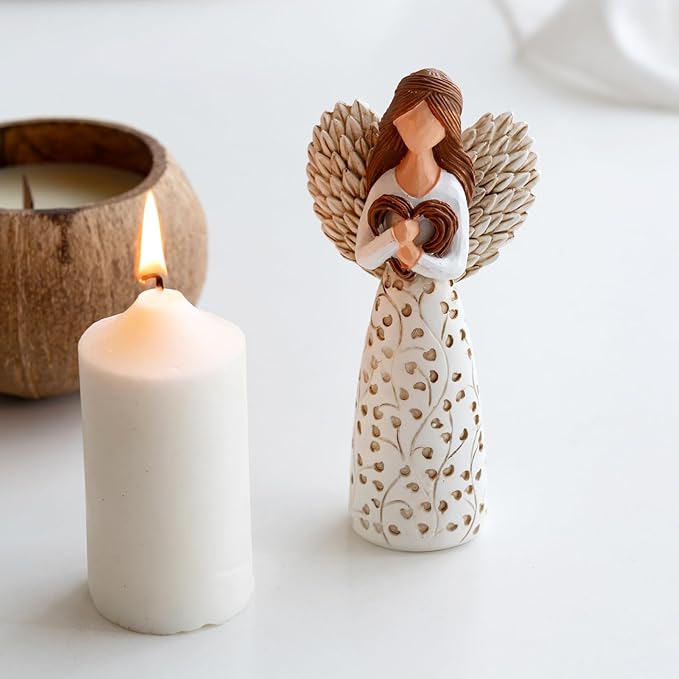 Remembrance Angel Figurines,Sympathy Gift for Loss of Loved One, Memorial Keepsake for Women - Sculpted Hand-Painted Figurine to Hold Each One Safely in Your Heart, Grief Gifts embracing Willow Heart