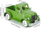 Farmhouse Vintage Green Truck Decor, Rustic Farm Metal Car Home Decors, Christmas Trucks Table Centerpieces, Decorative Outdoor Garden Cars Plant Pot