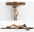 DevotedWalls 14" H Catholic Realistic Crucifix for Wall,Hand Painted Jesus Christ Wall Cross,Bloody Jesus on Crucifix,Realistic Jesús Chirst Cross for Church,Chapels and Home(Hand Painted in Full Color)