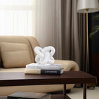 White knot sculpture, three-knot sculpture white home decor accent, suitable for rustic-style coffee table stands, living room TV cabinets, dining tables, entryway shelves, and small decorations.