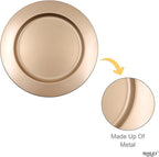 Hosley Set of 4, Gold Metal Decorative Charger Plate- 12" Diameter. Ideal GIFT for Wedding, Party Favor, Birthday