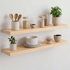 Homeforia 30 inch Natural Floating Shelf, High End Solid Real Wood 30inch Small Floating Shelves for Wall Mounted, Natural Wooden Floating Shelves, Heavy Duty Bracket, 30 X 6.5 X 1.75 in, Set of 4