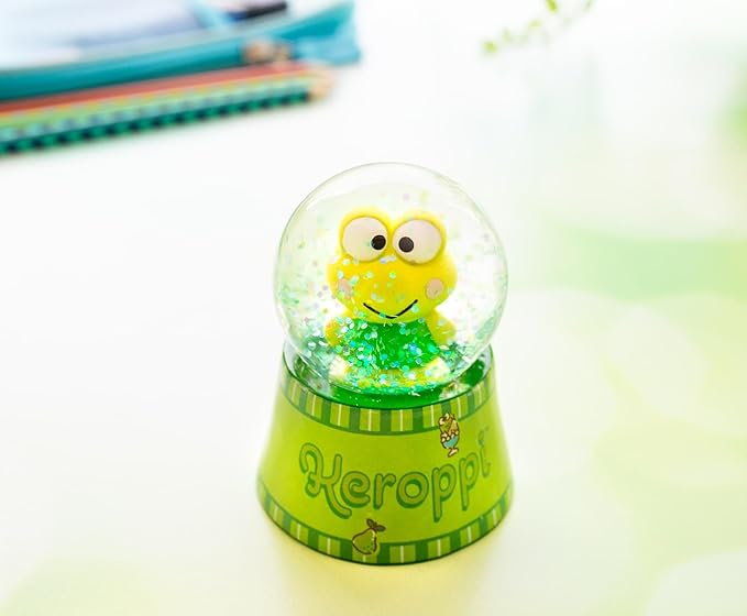 Sanrio Keroppi Mini Light-Up Adult Snow Globe with Swirling Glitter Display | 3 Inches Tall