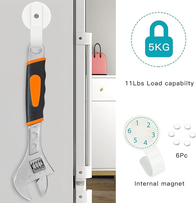 Linwnil Magnetic Wreath Hanger Wreath Holder Wreath Hanger Hook for Metal Front Door for Christmas Decorations (White-4pcs)