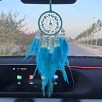 Dream Catcher for Rearview Mirror, Car Hanging Accessory, Lucky Charm Ornament Pendant Interior Decor (Blue)