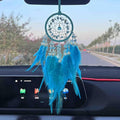 Dream Catcher for Car Rearview Mirror, Hanging Charm Ornament Pendant, Lucky Interior Accessory (Blue)