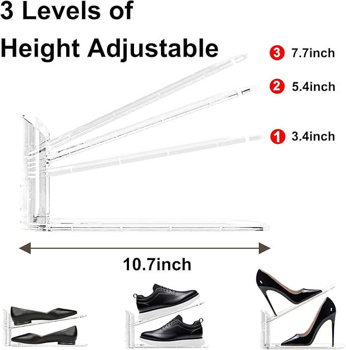 12Pack Shoe Slots Organizer for Closet Shoe Stacker Shoe Rack Organizer for Closet Space Saver Storage Shoe Holder Organization (Clear)