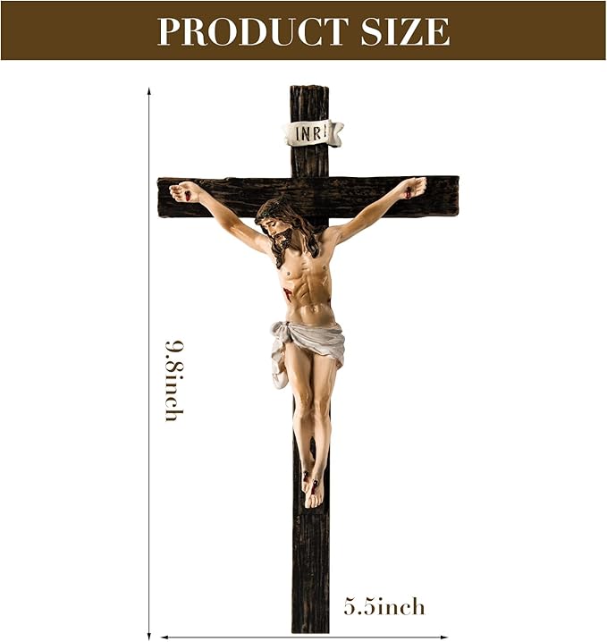 TALPGOD Crucifix Wall Cross,Jesus Cross Home Décor,Jesus Statue Catholic Hanging Crosses for Wall Art,Religious Wall Crucifix Decor,Crucifijos Catolicos Crosses Wall Decor 10 Inch