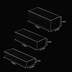 Sezanrpt Clear Riser Display Shelf 3pcs, Desktop Rectangular Acrylic Display Shelves Storage Organizer, Acrylic Stands for Funko Pop Figure, Bags, Shoes, Spice Jars, Skincare, Cosmetics - 12-2'', 3'',