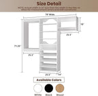 ROOMTEC Modular Closet System, 78" Wall Mounted Modern Closet Organizer with Hanging Rods and Shoe Shelf, Wooden Tower for Walk-In Closets, Wardrobe Storage Kit, White