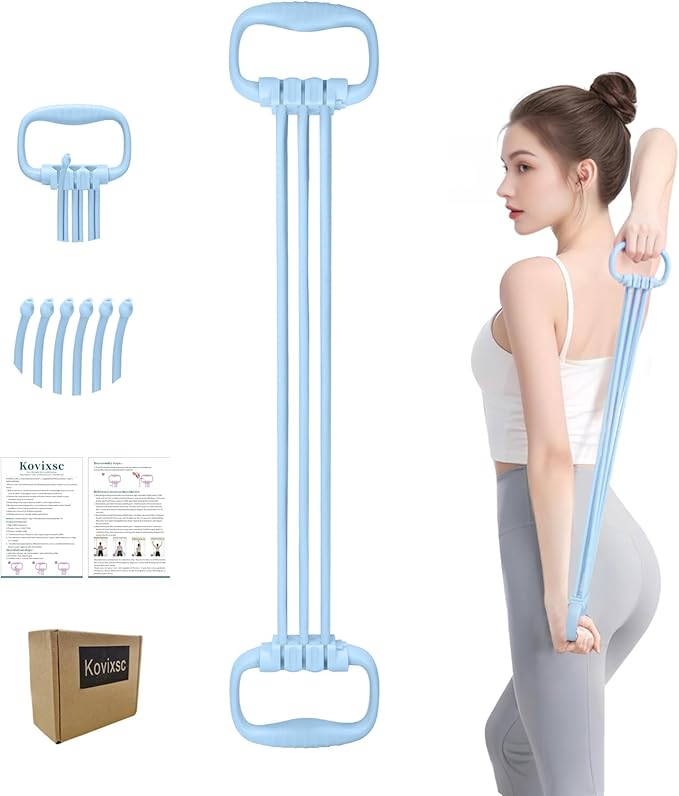 Figure 8 Resistance Band for Women 15-90LBS, Adjustable Resistance Bands with Handles for Arm Back Exercise, 6 Fitness Elastic Rope, Stretch Bands for Yoga, Pilates, Strength Training