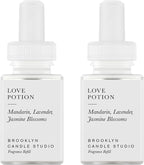 Pura & Brooklyn Candle Studio Home Scent Refill - Smart Home Air Diffuser - Up to 120-Hours of Luxury Fragrance per Refill - Home Essential - Clean & Safe Diffuser Fragrance - 2 Pack, Love Potion
