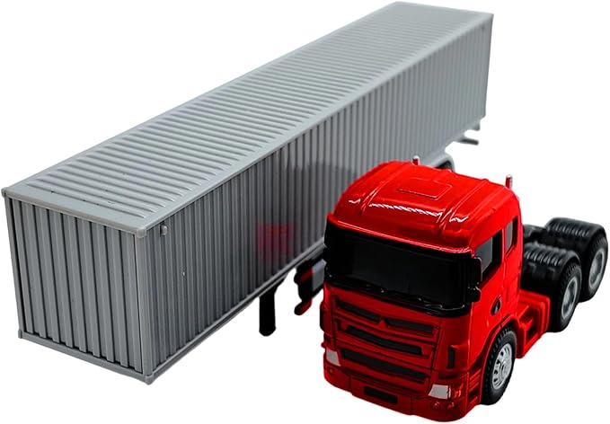 Container Truck Die Cast Metal Vehicle Model 20.5CM Miniature Collectible Ornament Home Office Decors Gift Detailed Miniature Truck Model