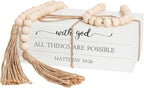 Decorative Books for Home Decor, Wooden Faux Book for Decoration, Farmhouse Stacked Display Books (with god ALL THINGS ARE POSSIBLE)