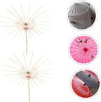 MAGICLULU 2Pcs Creative Oiled Paper Umbrella Stands Skeleton for Paper Umbrella Projects for Home Decoration and Photo Props Craftsmanship with Lines