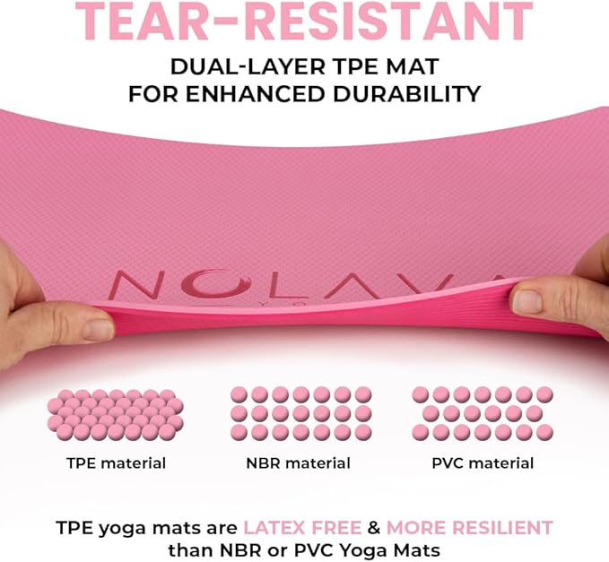 NOLAVA Yoga Mats & Complete Sets - TPE, Non-Slip - Includes Mat, Blocks, Strap, & More (6pc or 7pc Sets) - For Pilates, Yoga & Fitness