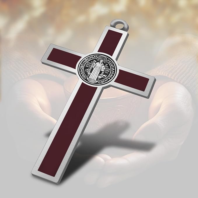 XIPENGKEJI Brown Metal Enamel Crucifix,Christian Cross For Wall,Christ Inspirational Home Decor,Jesus Cross For Wall,Jesus Art Decor,Christian Gifts-5Inch X 2.9Inch