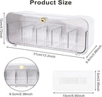 Socks Underwear Drawer Organizer, 5 Cell Compartments Acrylic Wall Mount Storage Boxes, Self-Adhesive Switchable Drawer Organizer for Socks, Lingerie, Ties, Cosmetic, Kitchen Spice(White)
