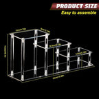 3 Tier Clear Acrylic Display Risers Stand Shelf, Acrylic Stands Display for Collectibles Pop Figure Models Perfumes Jewel,Action Figures Stand Organizer