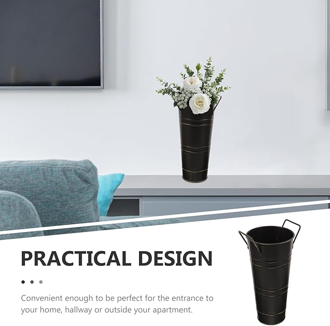 HOMSFOU Umbrella Stand Holder Freestanding Umbrella Rack Entryway Metal Umbrella Bucket Barrel Canes Walking Sticks Golf Clubs Organizer Bin Floor Vase for Office Home