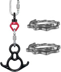PRIOR FITNESS Aerial Silk Hardware (Deluxe Professional Set), Aerial Silk Accessories, Aerial Silk Hardware Kit Includes 1x 8 Descender, 1x Swivel, 2× Titanium-Steel Carabiners, and 2× Daisy Chain